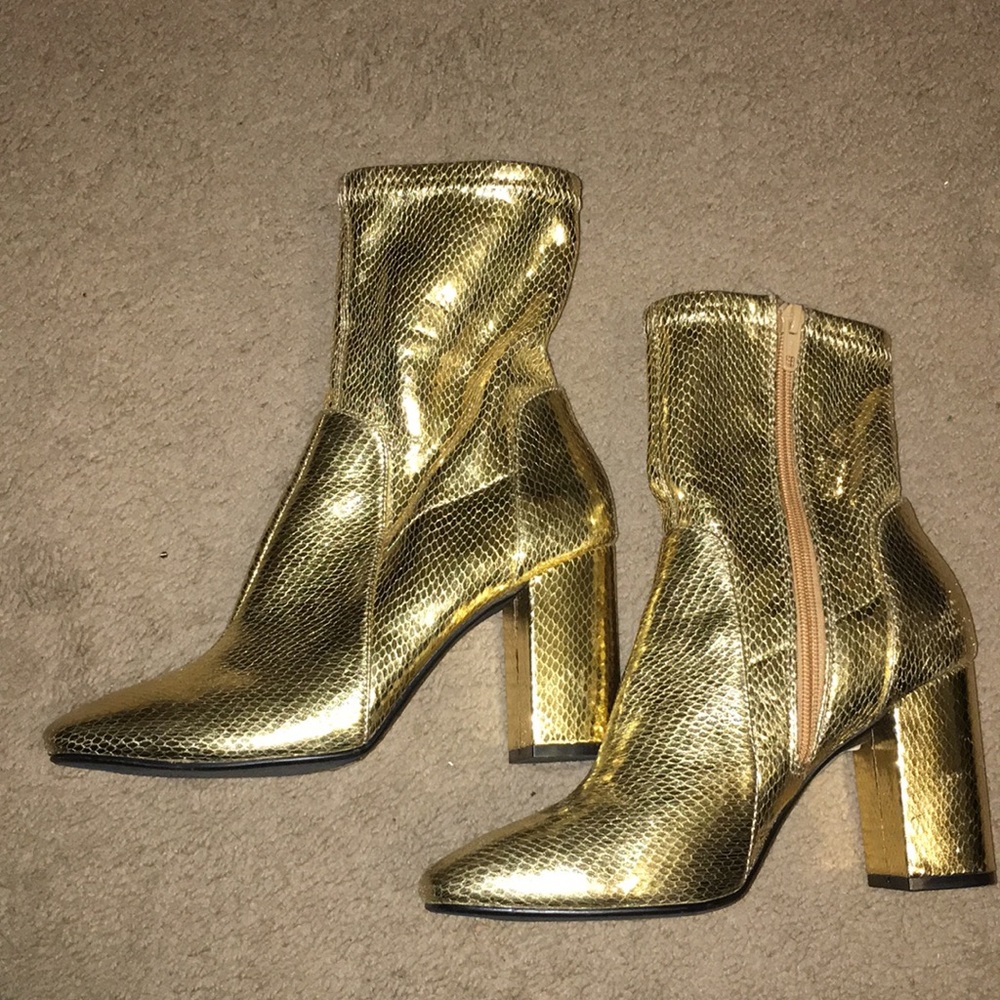 Gold metallic booties